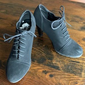 Black lace up ankle booties